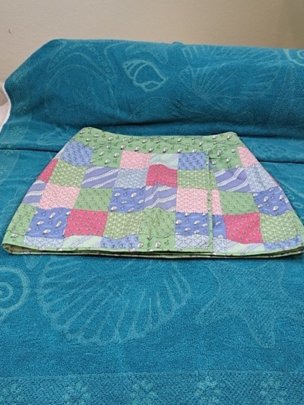 Vineyard Vines Patchwork Mini Skirt in Green, Blue & Pink
